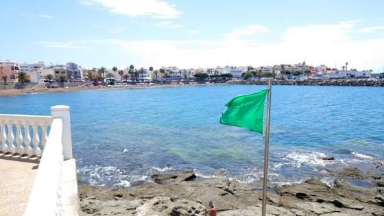 Grønt flagg på stranda betyr gode badeforhold.