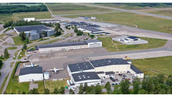 Flygfoto Stockholm Skavsta Airport.