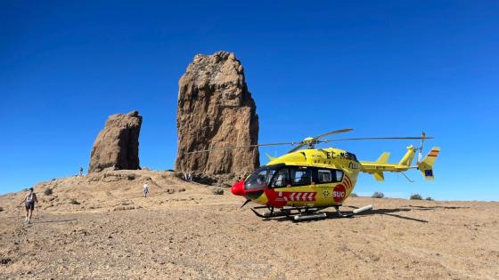 Redningshelikopter ved Roque Nublo på Gran Canaria.