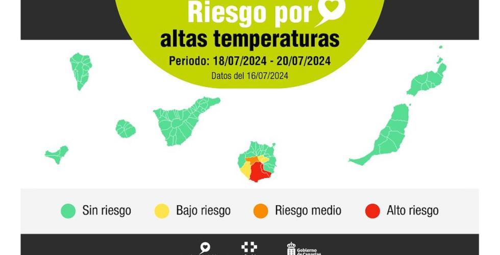 Varsel for høye temperaturer på Gran Canaria.