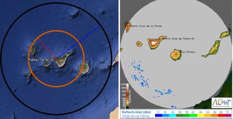 Værradar på Tenerife og Gran Canaria.